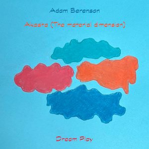 crayon drawing of four colored
clouds in a blue sky